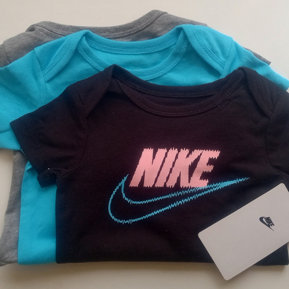 Nike Baby Onesie Set - Black, Blue, and Gray 3mo